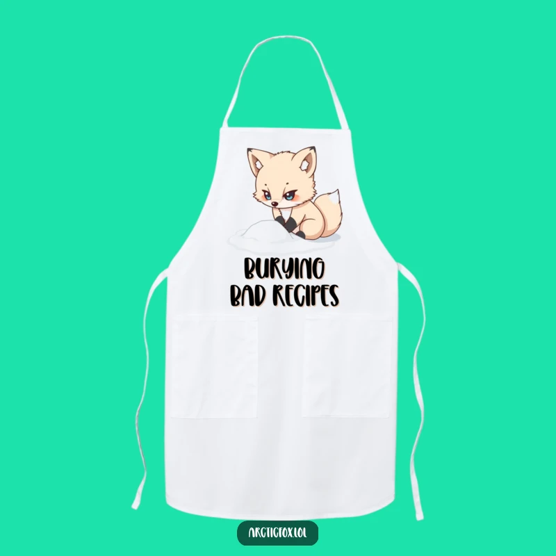 Funny Kawaii Arctic Fox Apron: Determined Digging, Kitchen Funny Gift