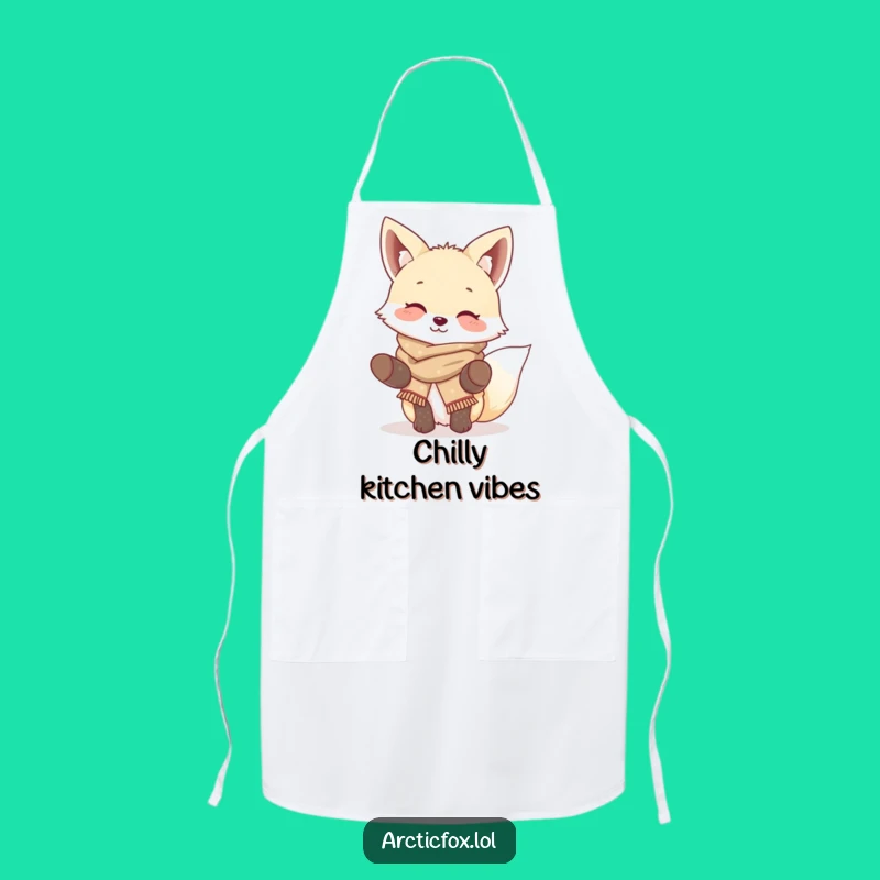 Funny Giggling Fox Apron: Cute Arctic Fox Kitchen Charm