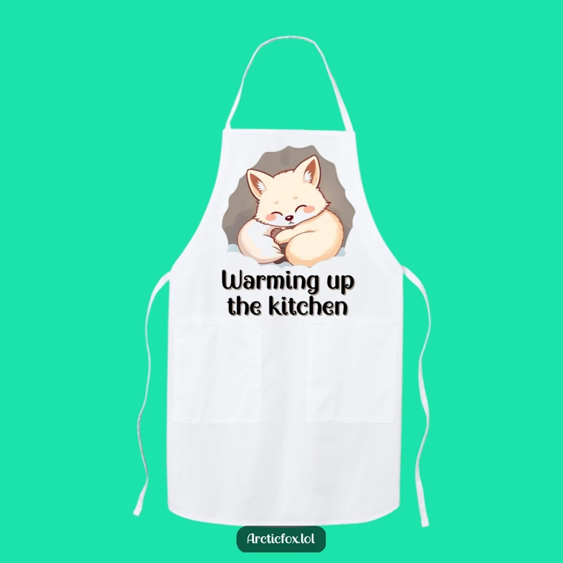 Funny Arctic Fox Cozy Kitchen Apron - Den Comfort for Chefs, Great Funny Gift
