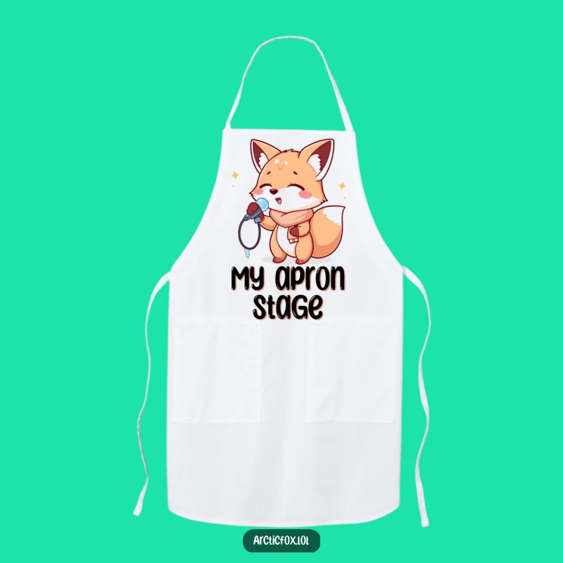Funny Singing Fox Apron: Cook Up a Storm with Musical Flair