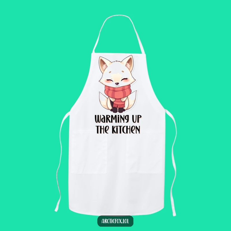 Funny Winking Arctic Fox Scarf Apron - Kitchen Fun Gift