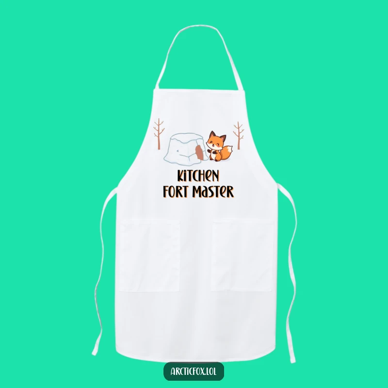 Funny Wobbly Snow Fort Fox Apron: Cook Up Some Laughs in the Kitchen