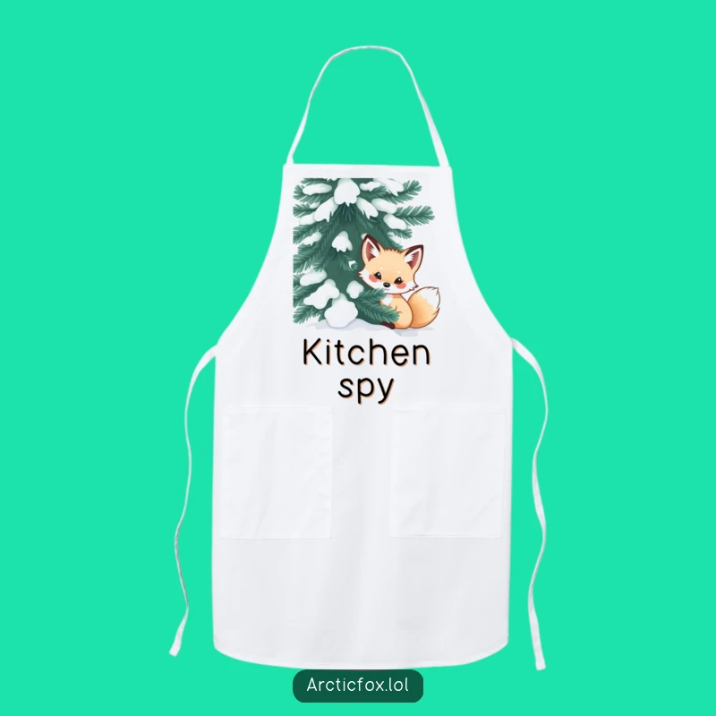 Funny Curious Fox Apron: Mysterious Chef Gift for Winter Kitchen Fun