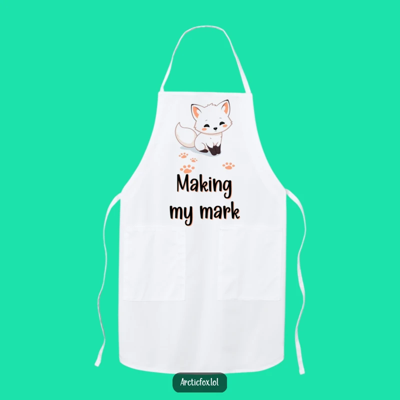 Funny Cute Arctic Fox Paw Prints Snow Apron - Kitchen Fun Gift