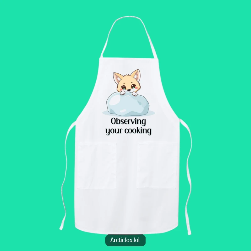 Funny Arctic Fox Kitchen Apron - Cook with Humorous Curiosity