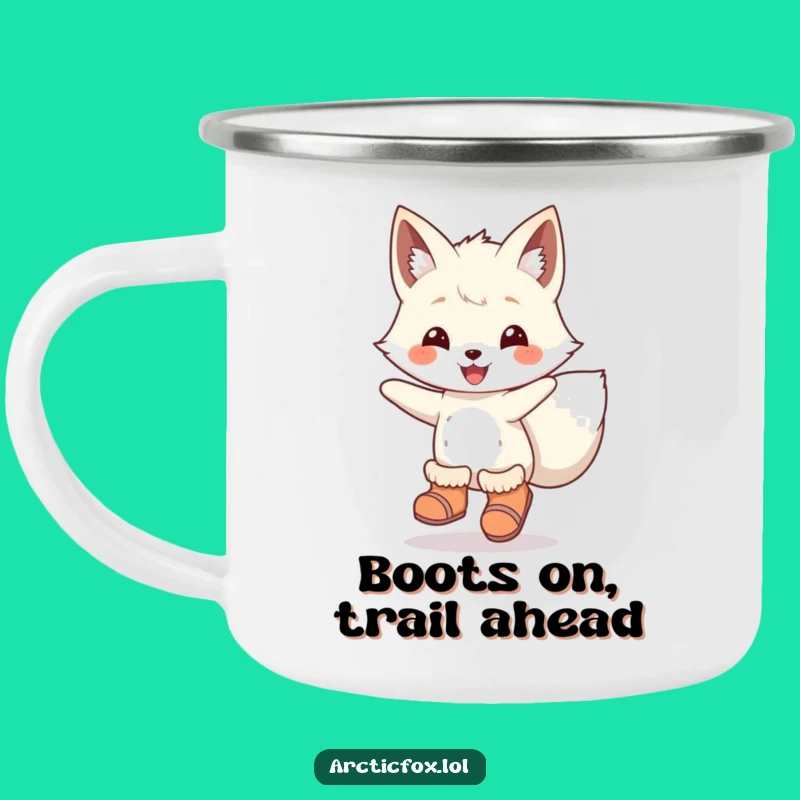 Funny Arctic Fox Camping Mug: Enjoy Warmth with Joyful Leaps
