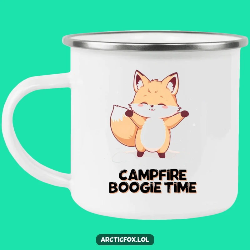 Funny Dancing Fox Camping Mug: Groove Through Outdoor Adventures