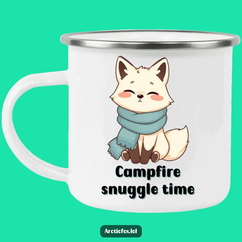 Funny Arctic Fox Scarf Camping Mug: Cozy Campfire Companion - Ideal Gift