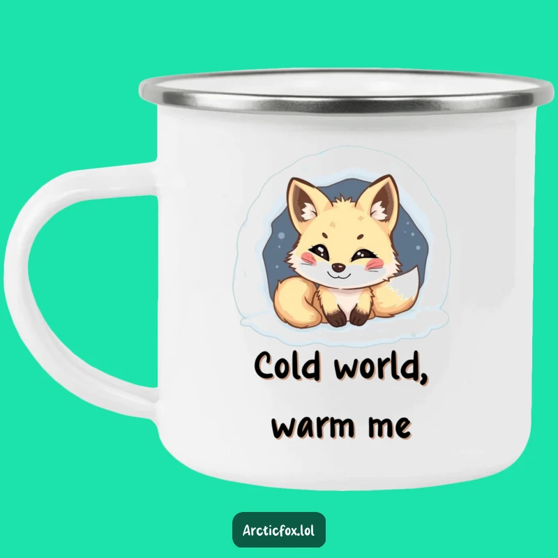 Funny Arctic Fox Camping Mug: Mischief Grins by the Fire - Ideal Gift