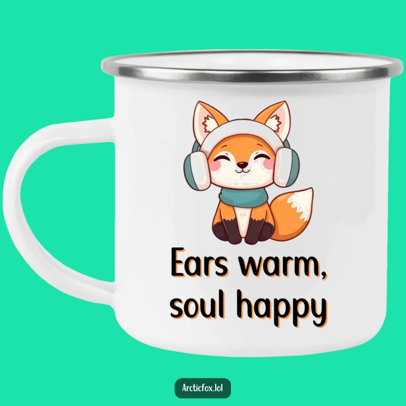 Funny Content Fox Camping Mug: Enjoy Your Drink with This Cozy Earmuff Fox