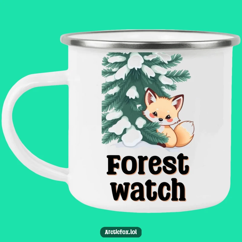 Funny Curious Fox Camping Mug: Mysterious Companion for Winter Adventures