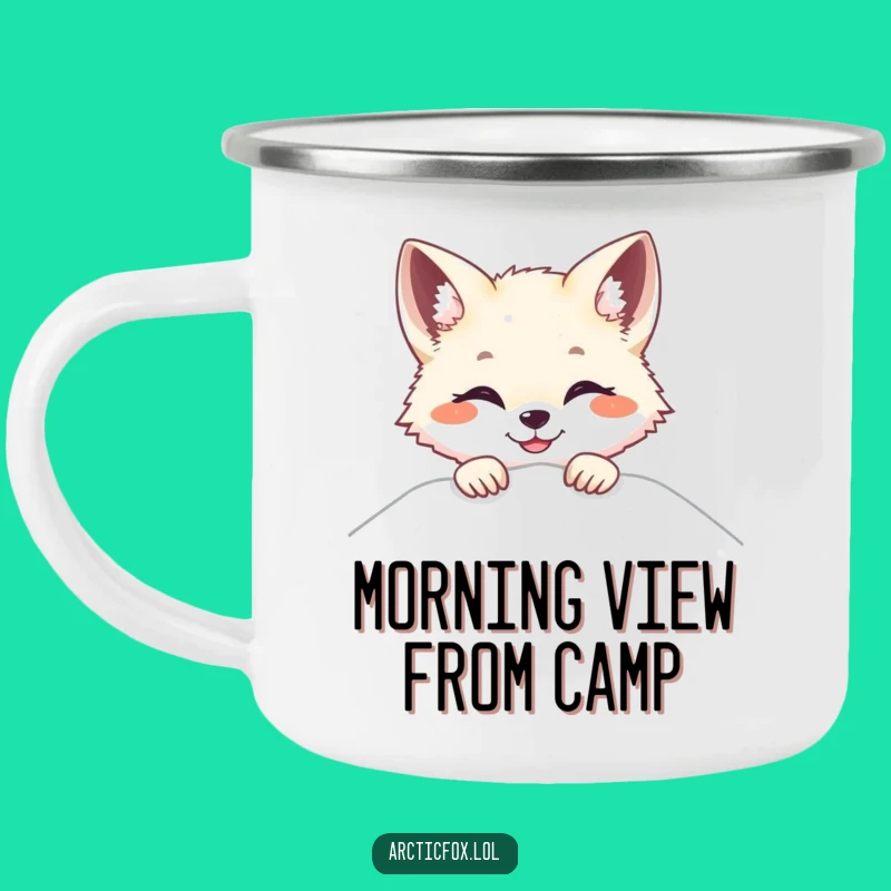Funny Arctic Fox Peek-a-Boo Camping Mug - Adventures with a Surprise Smile
