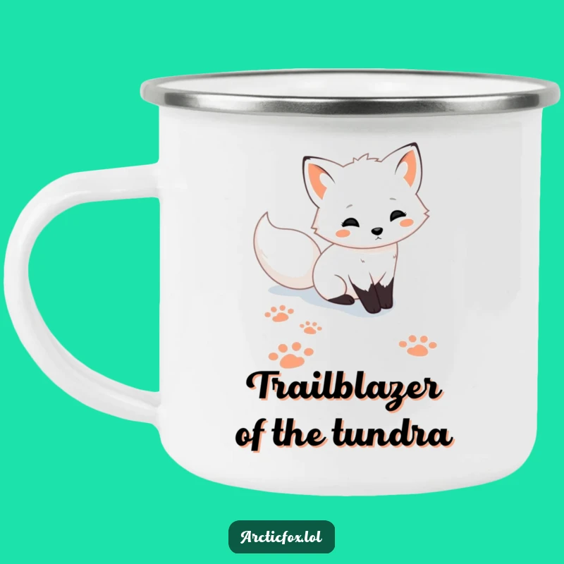 Funny Cute Arctic Fox Paw Prints Snow Camping Mug - Outdoor Adventure Gift
