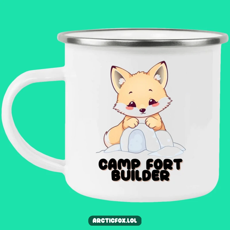 Funny Kawaii Arctic Fox Snow Fort Camping Mug - Cute Outdoor Fun