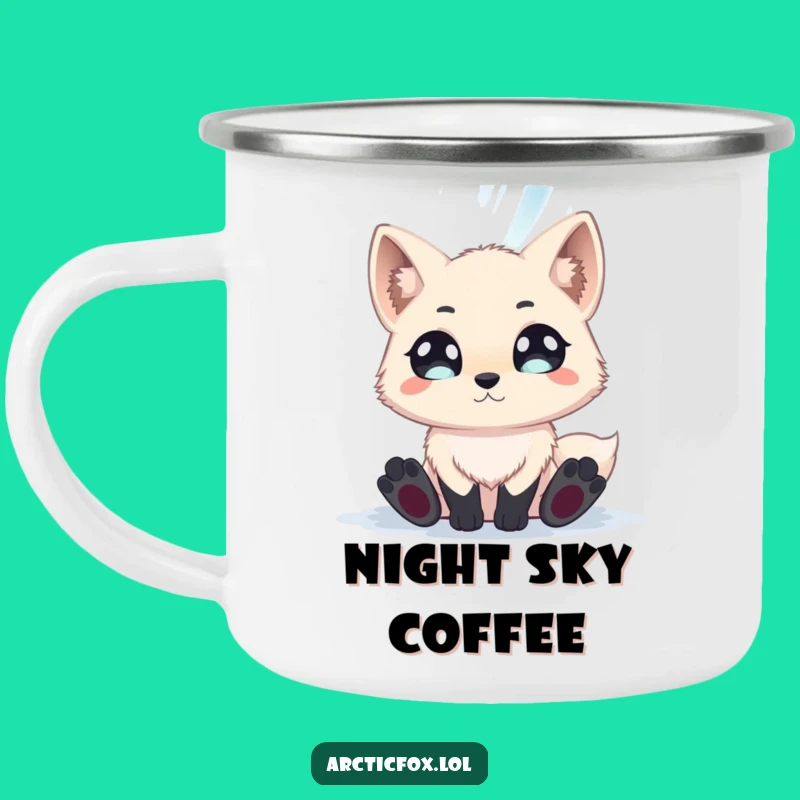 Funny Aurora Arctic Fox Camping Mug - Magical Night Sky Adventures