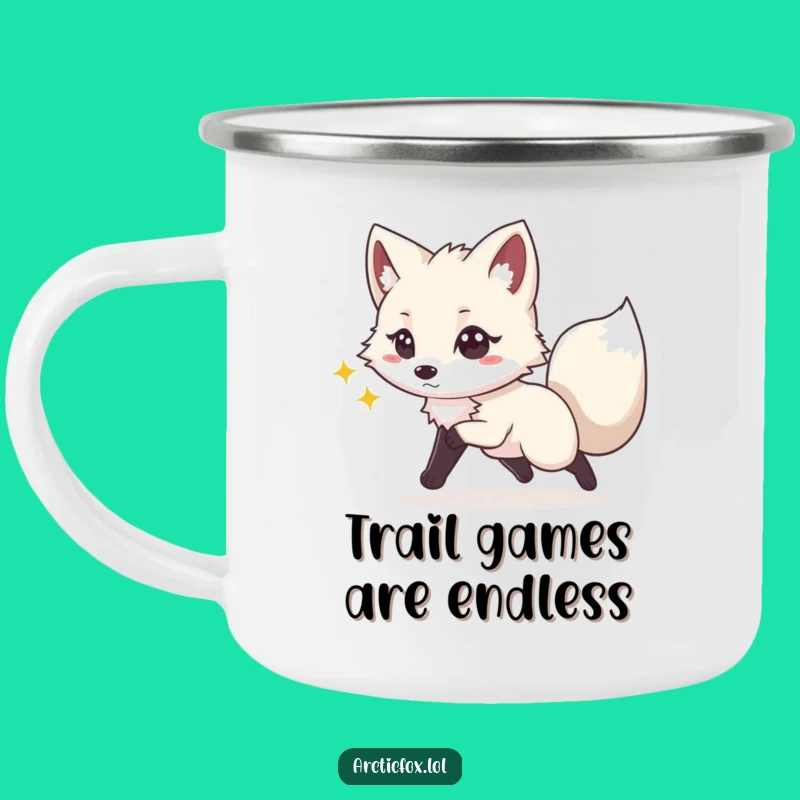 Funny Playful Fox Camping Mug: Chasing Tail, Outdoor Fun Gift