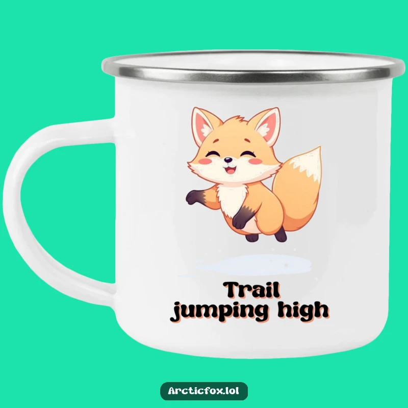Adventure Funny Kawaii Arctic Fox Snow Jump Camping Mug - Rugged & Hilarious Winter Gift