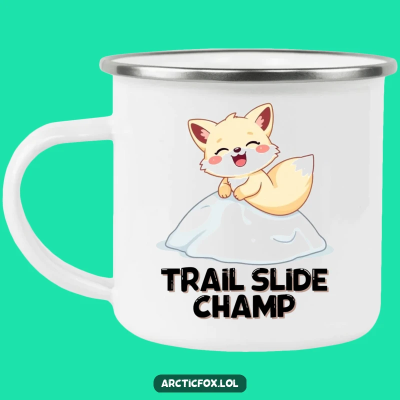 Funny Arctic Fox Sliding Camping Mug - Hilarious Outdoor Laugh Gift