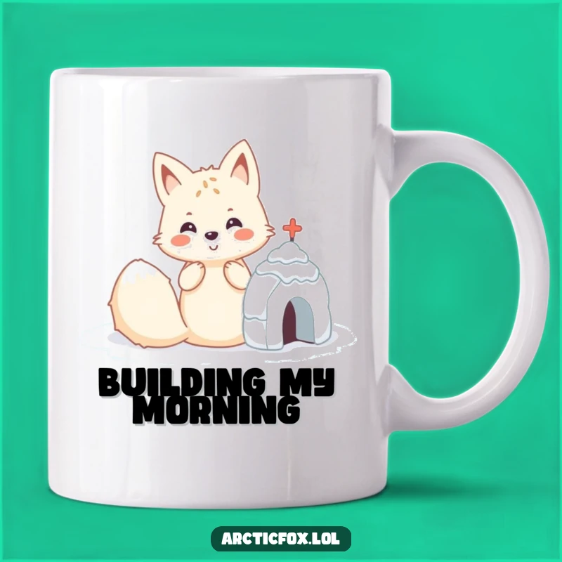 Funny Kawaii Arctic Fox Snow Fort Mug: Hilarious Gift for Winter Builders