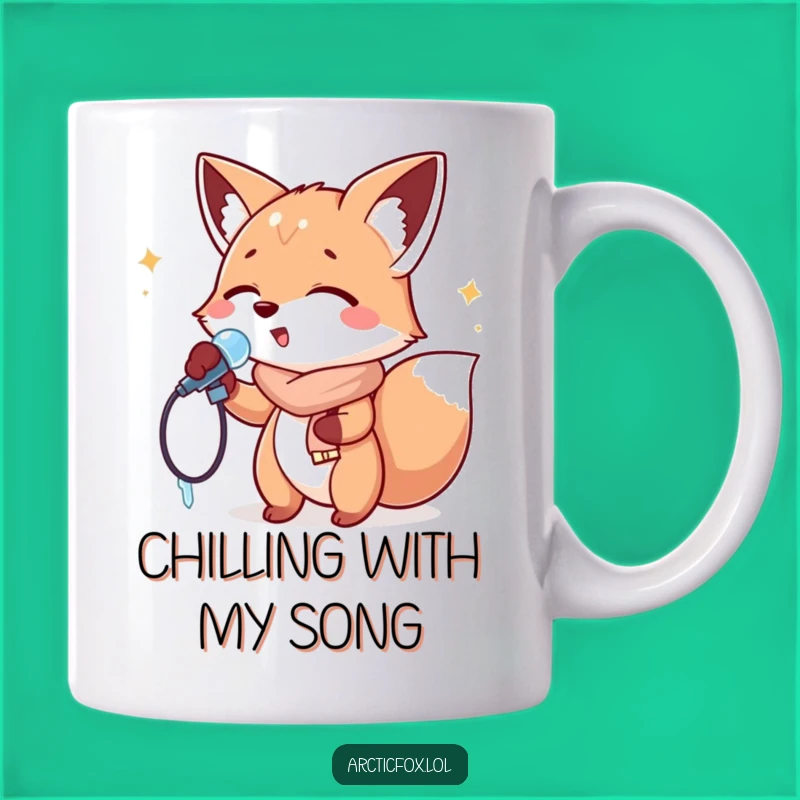 Funny Singing Fox Mug: Icicle Mic Rockstar, Perfect Karaoke Gift