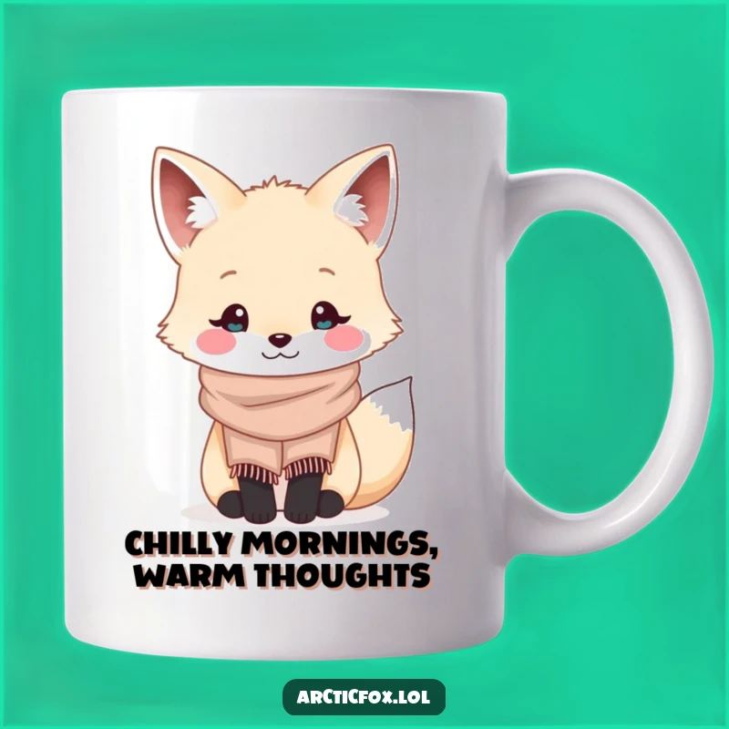 Funny Kawaii Arctic Fox Scarf Mug - Perfect Cozy Winter Gift Idea
