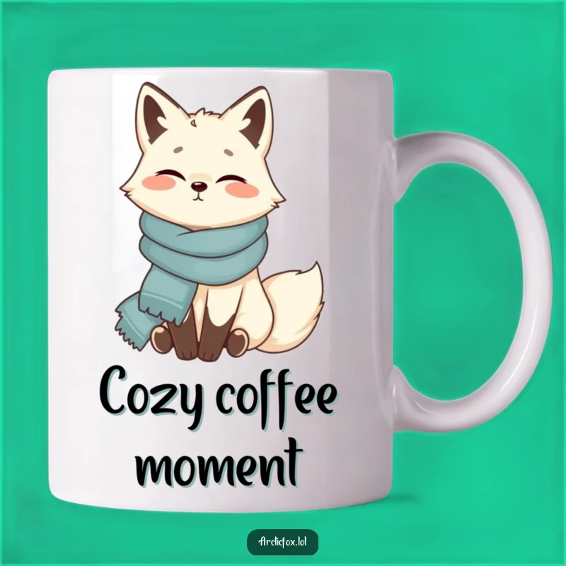 Funny Arctic Fox Scarf Mug: Contented Cozy Vibe for a Warm Gift