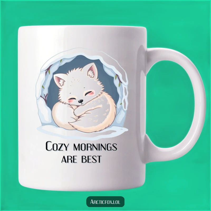 Funny Cozy Arctic Fox Mug - Snuggle Up with Humorous Comfort