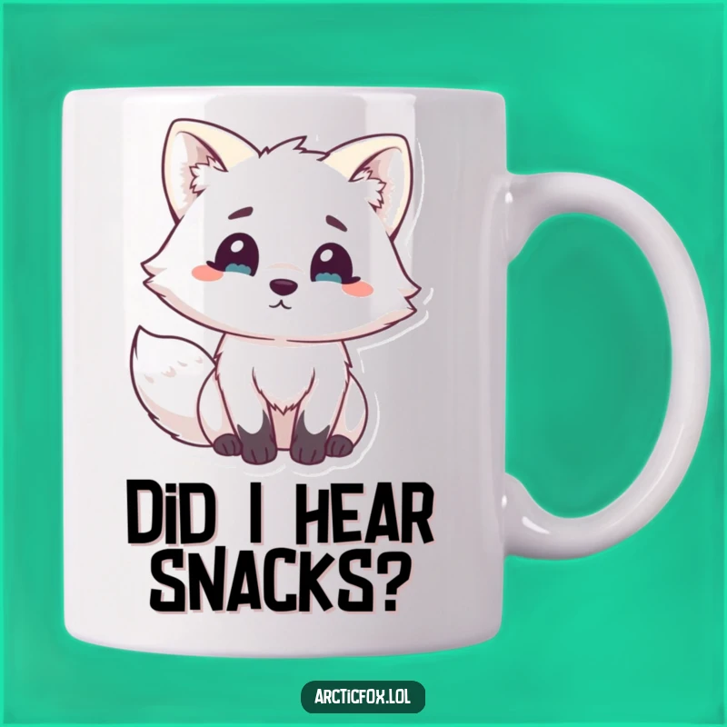 Funny Kawaii Arctic Fox Surprise Mug - Hilarious Expression Gift for Fox Fans