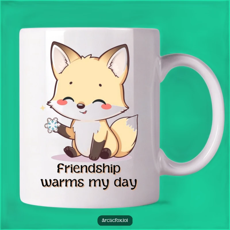 Funny Smiling Arctic Fox Mug - Friendly Winter Greeting Gift for Animal Lovers