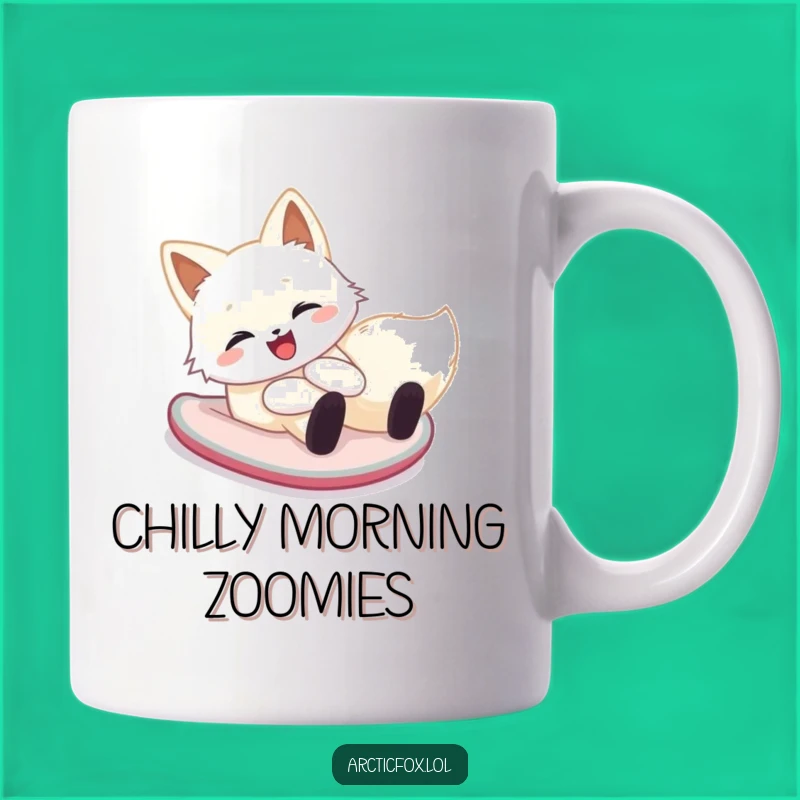 Funny Arctic Fox Snow Slide Mug: Cheerful Winter Fun Gift for Fox Lovers