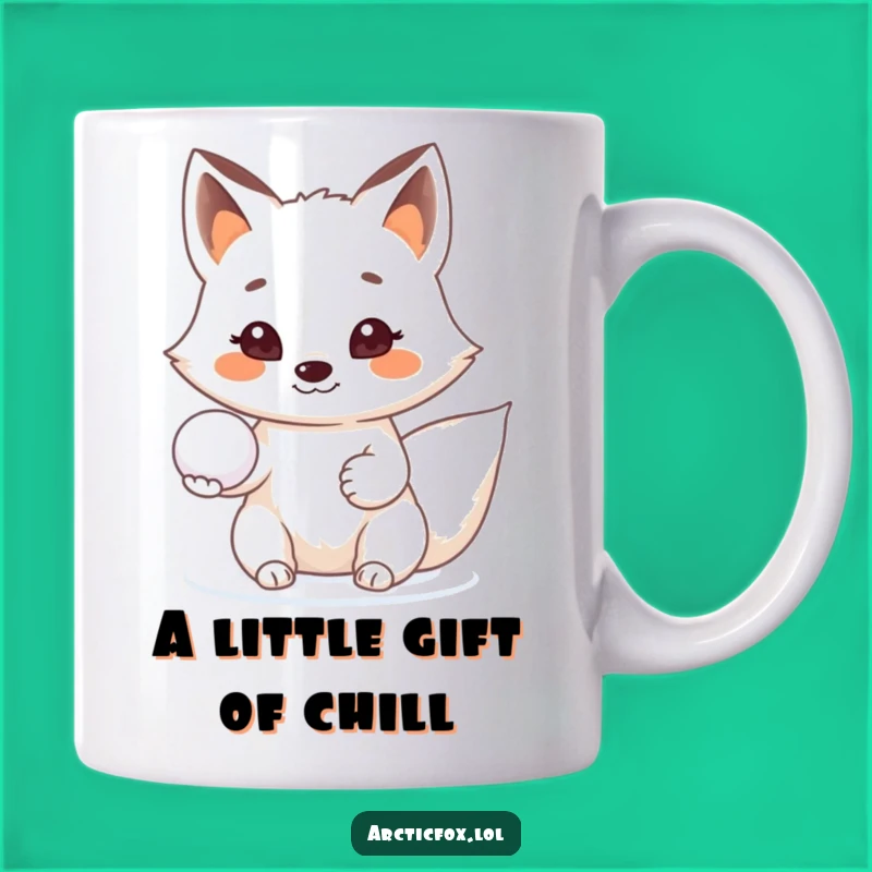 Funny Arctic Fox Snowball Gift Mug - Share Smiles with this Happy Animal