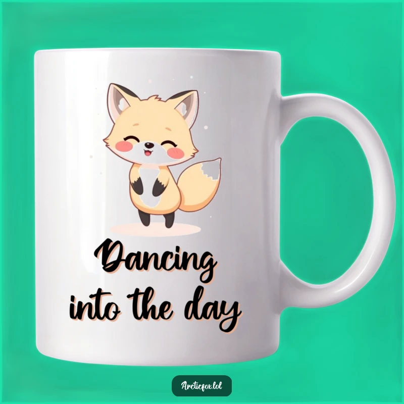 Funny Kawaii Arctic Fox Dancing Mug: Hilarious Gift for Joyful Moments