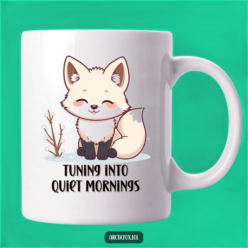 Funny Kawaii Arctic Fox Listening Mug: A Hilarious Gift for the Attentive