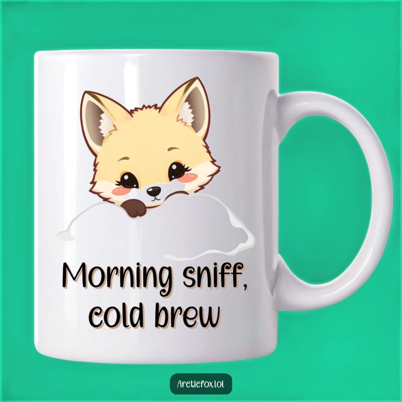 Cute Kawaii Arctic Fox Mug - Curious Peek, Funny Gift for Winter Lovers