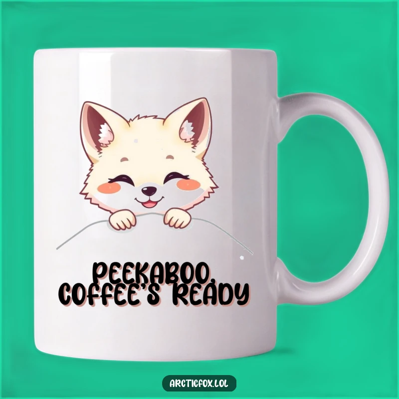Funny Peek-a-Boo Arctic Fox Mug - Surprise Smiles with this Happy Animal
