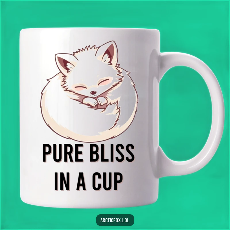 Funny Happy Fox Mug: Contented Ball, Cozy Arctic Fox, Perfect Gift