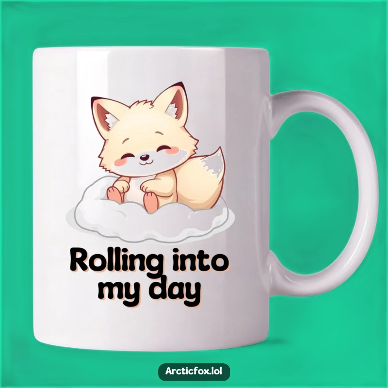 Happy Arctic Fox Rolling Mug - Snow Fun, Funny Gift for Winter Bliss