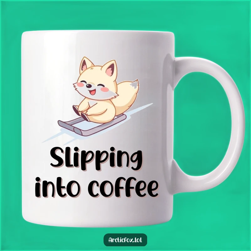 Funny Arctic Fox Sliding Mug - Gleeful Joy, Perfect Gift for Winter Fun