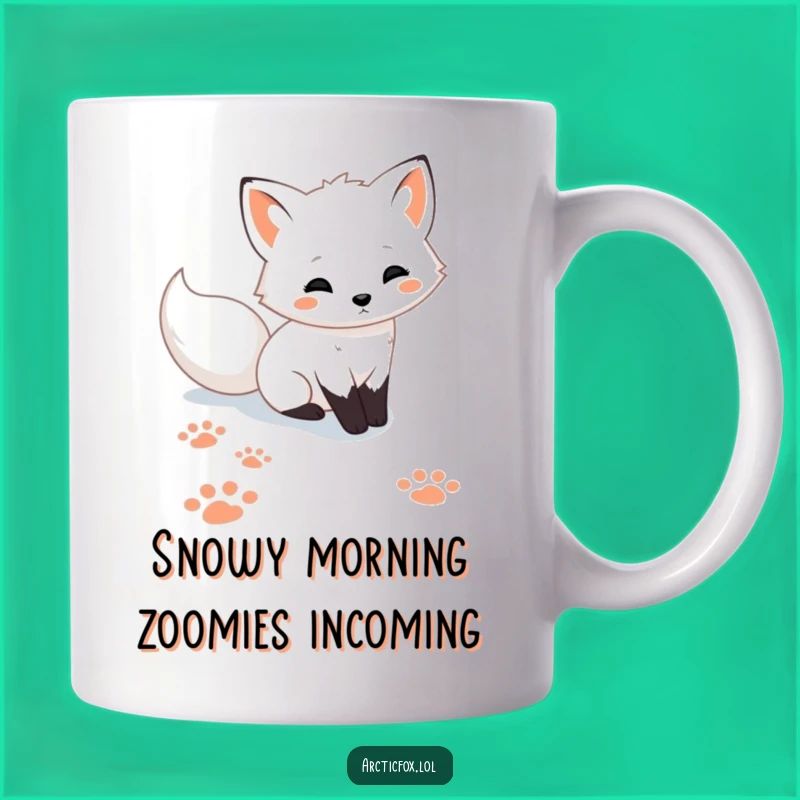 Funny Cute Arctic Fox Paw Prints Snow Mug - Adorable Winter Animal Gift