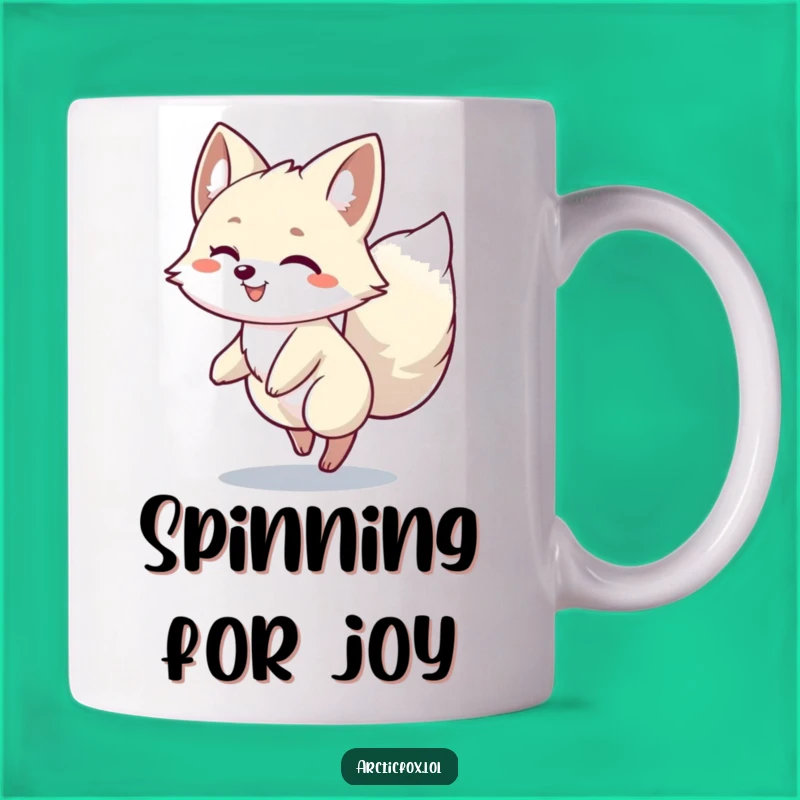 Funny Arctic Fox Spin Mug: Joyful & Hilarious Gift for Happy Spinners!