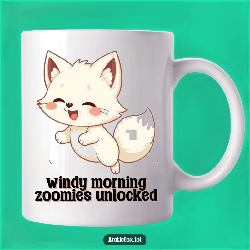 Funny Kawaii Arctic Fox Pouncing Mug: A Delightful Gift for Fox Lovers