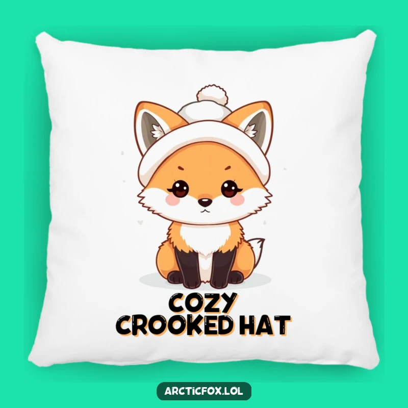 Funny Kawaii Arctic Fox Snowball Hat Pillow: Cozy Winter Fun, Perfect Gift!