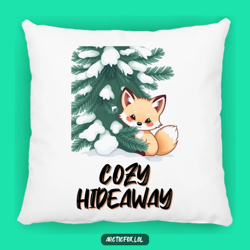 Funny Curious Fox Pillow: Cozy & Mysterious Winter Fox Cushion Gift