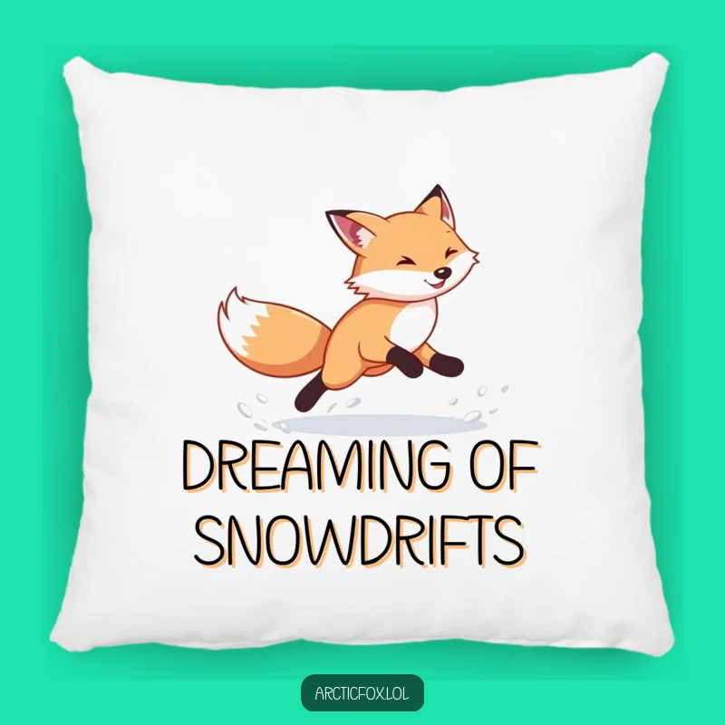 Funny Arctic Fox Pillow: Cozy Snow Kicking Fox Accent