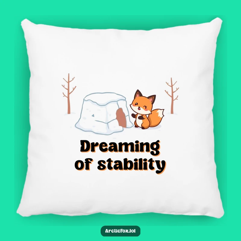 Funny Wobbly Snow Fort Fox Pillow: Cozy Up with Hilarious Winter Mishaps
