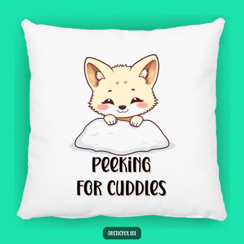 Funny Arctic Fox Pillow: Smiling Snow Peek – Cozy & Cute Funny Gift