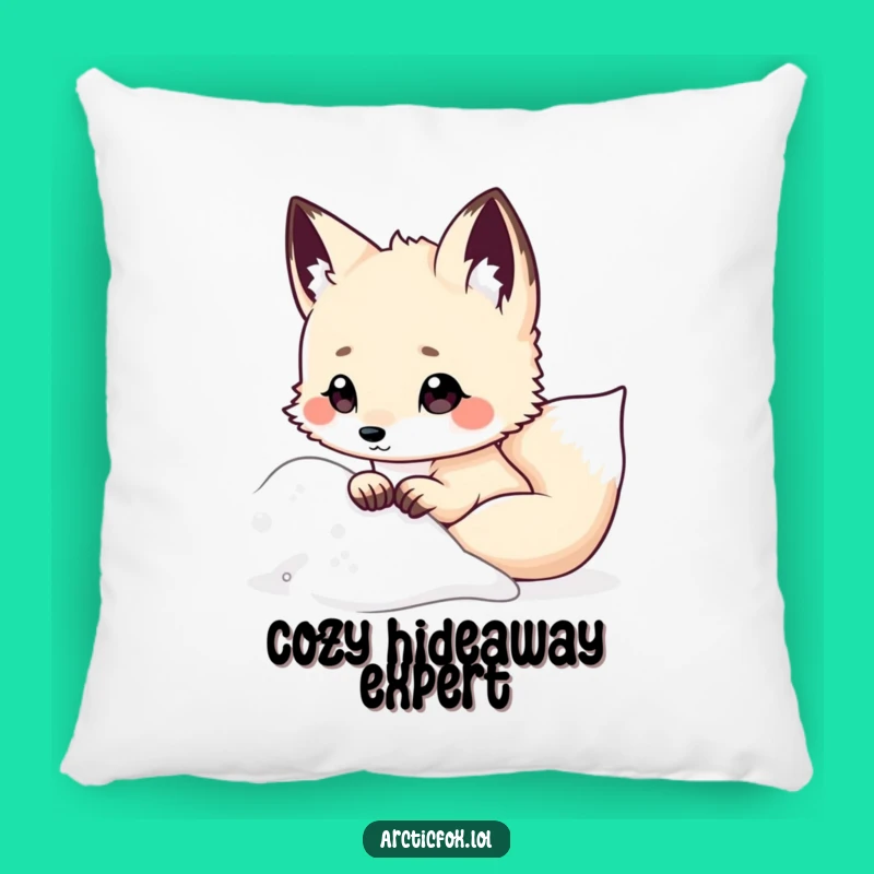 Funny Kawaii Arctic Fox Pillow, Cozy Snowy Peek Cushion, Humorous Accent Gift