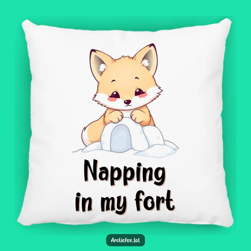 Funny Kawaii Arctic Fox Snow Fort Pillow - Cute Comfort Accent