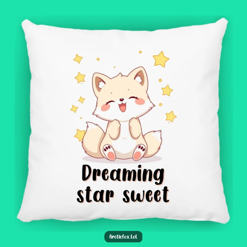 Funny Kawaii Arctic Fox Star Catcher Pillow: Cozy Dreams and Celestial Comfort