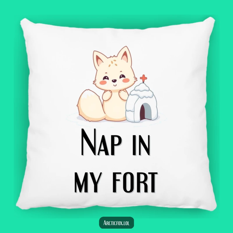 Funny Kawaii Arctic Fox Snow Fort Pillow: Cozy Comfort and Winter Dreams